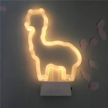 

Night Lamp Led AAA Battery Powered Cute Light 3D Alpaca Shape Hanging Desktop Decorative Animal Style Kids Gift Lamp