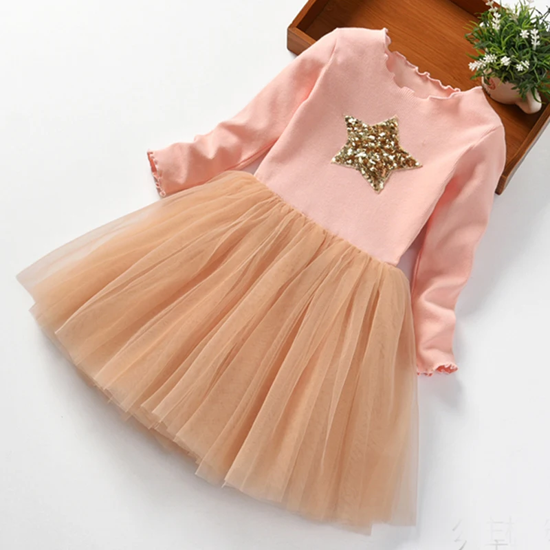 Winter Flower Girls Dress for Kids White Princess Dresses Elegant Wedding Dress for Girls Birthday Party Dresses Autumn Vestidos - Цвет: pink9