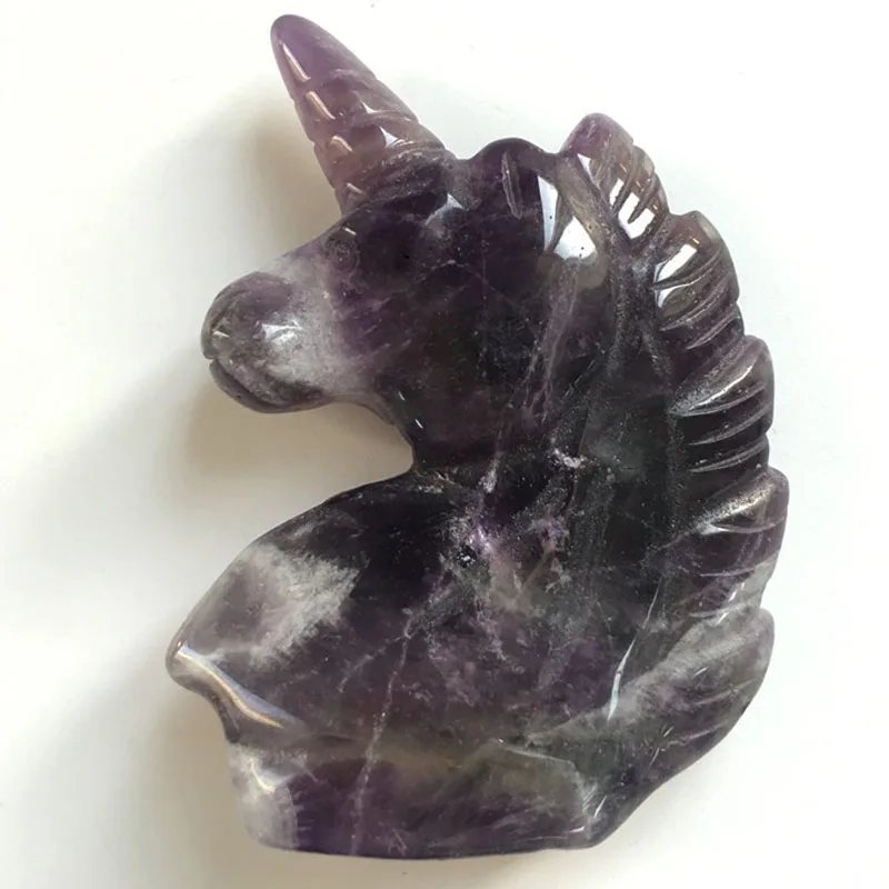 Dream Amethyst Высокое качество 2 дюйма черный обсидиан Единорог Хрустальная Фигурка для украшения дома для рождественского подарка или коллекции XYW - Цвет: Dream Amethyst