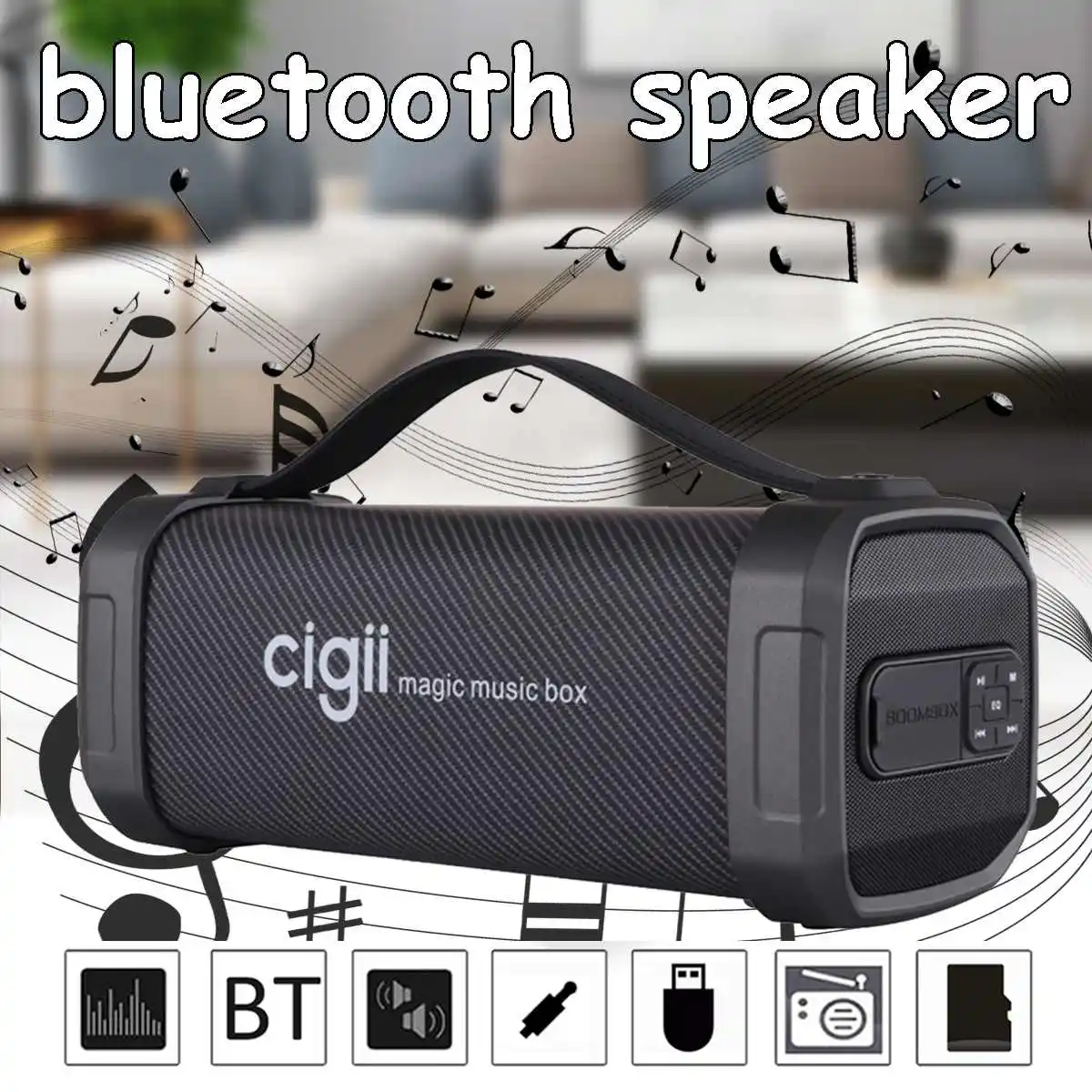 10 Вт портативный Bluetooth динамик CIGII F62D шумоподавление наружные наушники Поддержка FM радио USB AUX с ремешком A2DP беспроводной