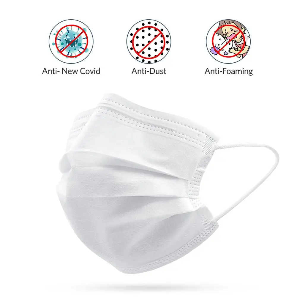 

100pcs Disposable Masks 3 Layers Non Woven Anti-dust Breathable Earloops Face Cover Muffle Protective Face Mouth Mask