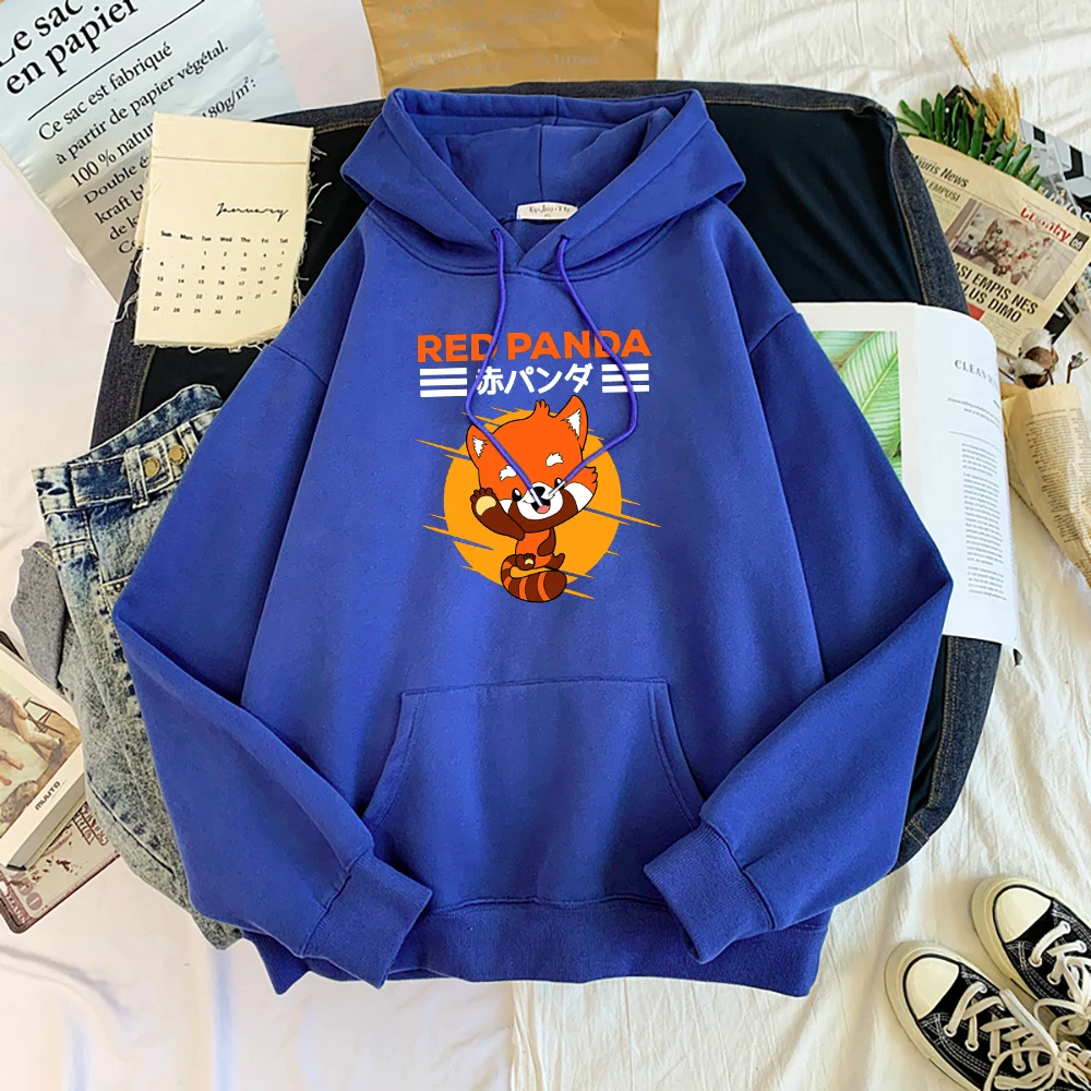 RED PANDA Cute Fox Cartoons Hoodies Mens Autumn Comfortable Hoodie Hip Hop  Fleece Oversize Sweatshirt Hip Hop Warm Men Hoodies