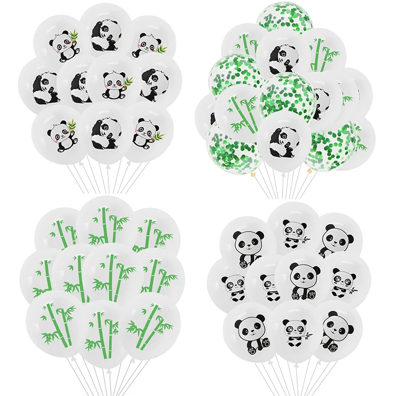 5/10/15pcs 12inch Panda Latex Balloon Bamboo Pattern Decoration Panda Theme Party Confetti Balloon Baby Shower Birthday Supplies bee balloons garland arch 122pcs honeybee theme party decor black agate confetti latex balloon wedding birthday party supplies