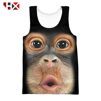 

HX Newest Summer 3D Print Animal Vest Man Funny Monkey Gorilla Harajuku Unisex Casual Hip Hop Style Tops A288