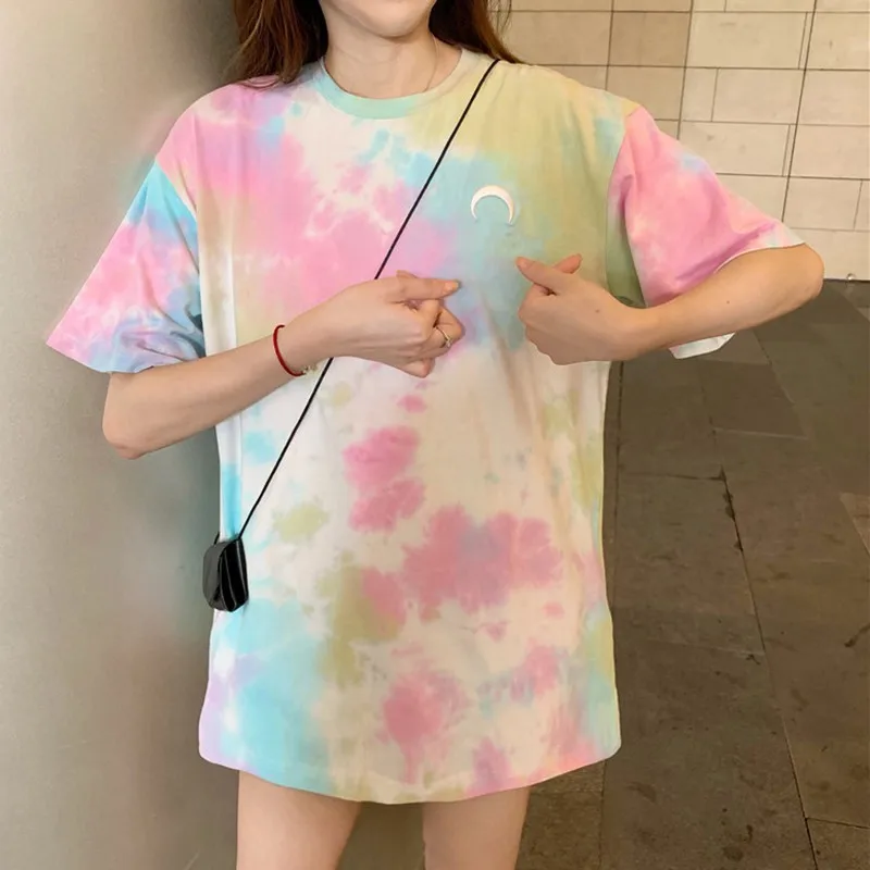 Harajuku Long T-Shirt Loose Letter Printed Women Tshirt Loose Female Tee Tops Large Size Summer T-Shirts