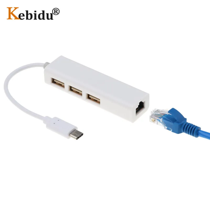 Kebidu USB C концентратор тип C к RJ45 Ethernet сети LAN адаптер USB3.1 к USB2.0 кабель для Macbook ThinkPad samsung