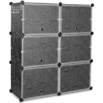 

Square Shoe Rack DIY Square Storage Organizer Multi-Purpose Modular Closet Plastic Cabinet with Door and Living Room for Entranc