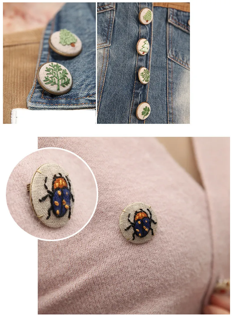 1 шт. DIY вышивка значок брошь для мужчин и женщин легко закончить ленты вышивка крестиком