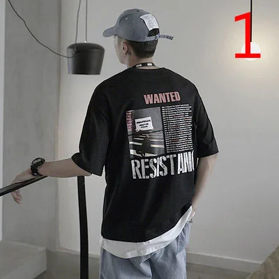 

T-shirt men's short-sleeved Slim Korean version of the personality trend thin section t-shirt summer