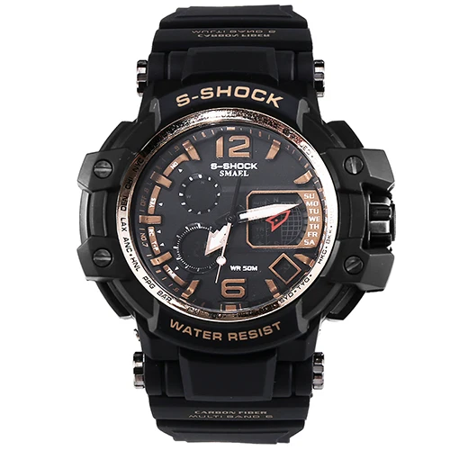 Модные Военные мужские часы лучший бренд Роскошные водонепроницаемые спортивные часы мужские S Shock кварцевые белые часы Relogio Masculino - Цвет: Золотой