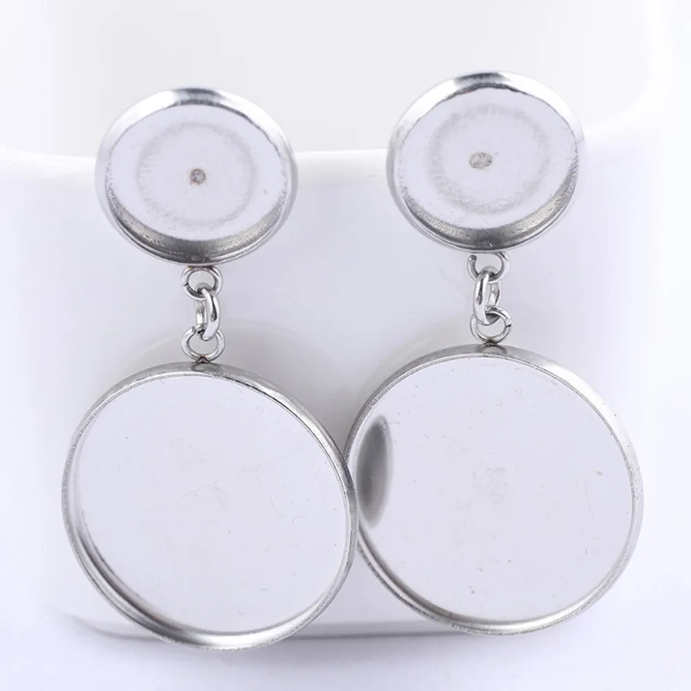 10pcs 12mm 20mm Cabochon Earring Base Setting Blanks Stainless Steel Gold Plated Earrings Studs Findings For Jewelry Making