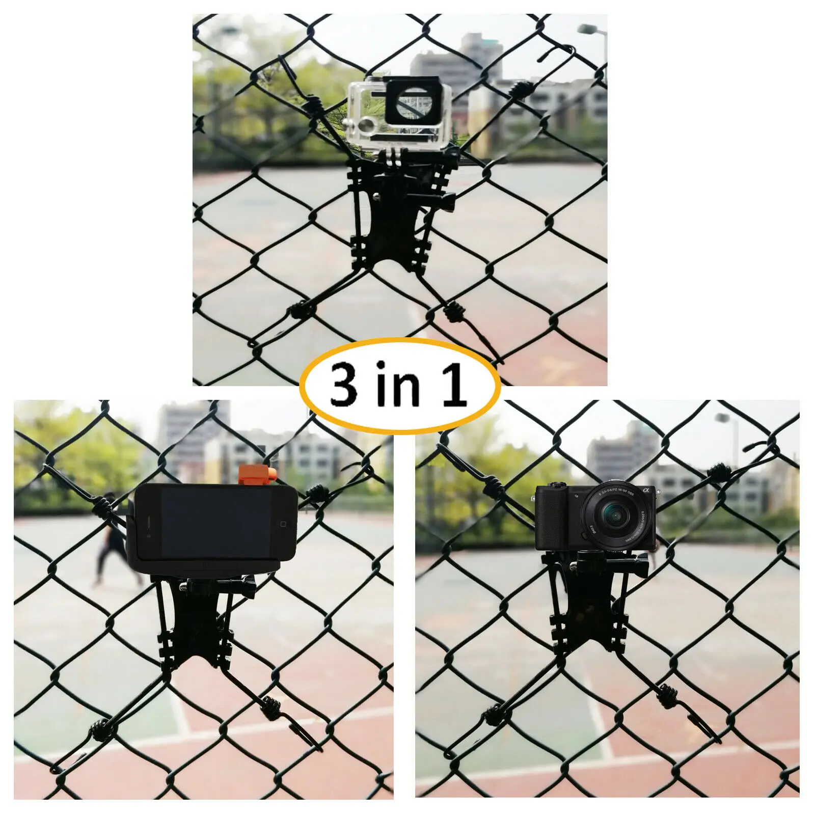 3 in 1 Chain Link Fence Mount for Gopro Action Cameras/Digital Camera/Smartphone | Дом и сад