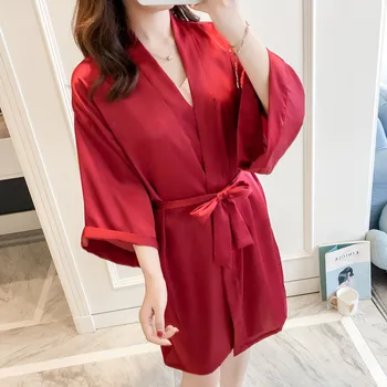 

Bridal Bridesmaid Wedding Robe Kimono V-Neck Pajamas Womens Negligee Sleep Gown Nightgown Spring Sleepwear Sleepshirts Homewear