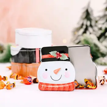 

4pcs Christmas Tinplate Box Santa Snowman Gingerbread Man Candy Cookie Storage