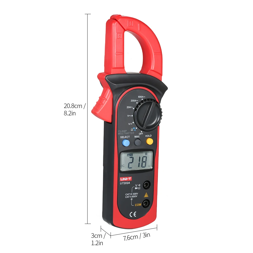 UNI-T UT202A 400-600A токовые измерительные клещи, диагностический инструмент, тест емкости er NCV, тест DC/AC, мультиметр, максимальный и минимальный режим