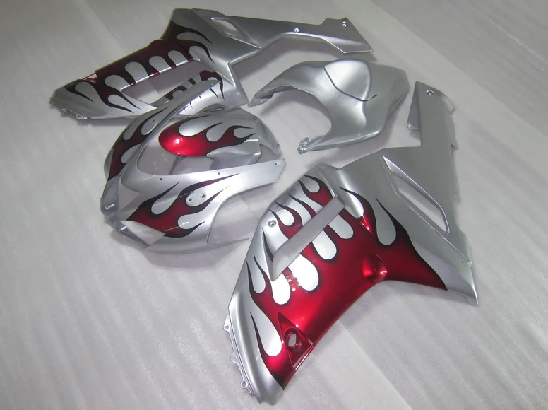 4 подарки ABS мотоцикл полный обтекатель комплект подходит для Kawasaki ZX6R 2007 2008 ZX-6R 07 08 ниндзя 636 Кузов Набор черный желтый - Цвет: silver red