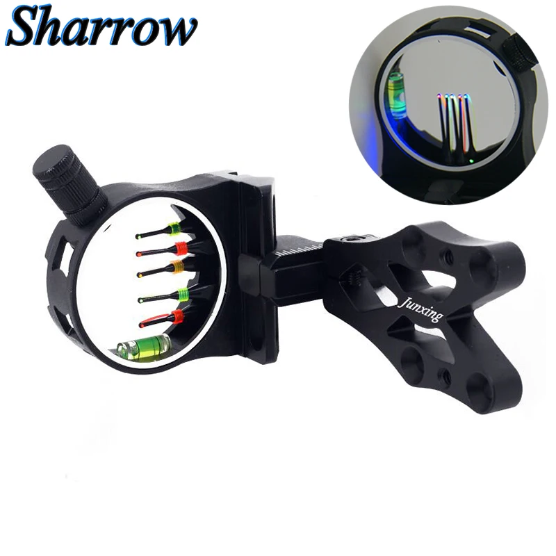 

Sight JUNCING Micro Adjust 5Pin Slider Bow Sight 3D Archery Sight with Light and Level Balancer Compound Bow Hunting Shooting