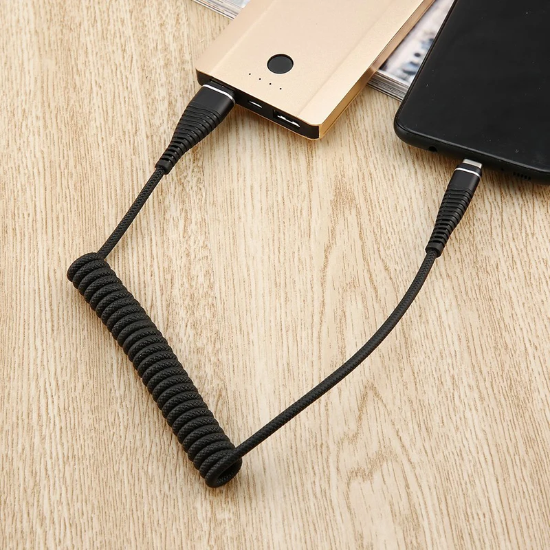 1,2 м выдвижной пружинный Спиральный Micro USB кабель для iPhone samsung Android мобильный телефон Быстрая зарядка usb type C кабель провод шнур