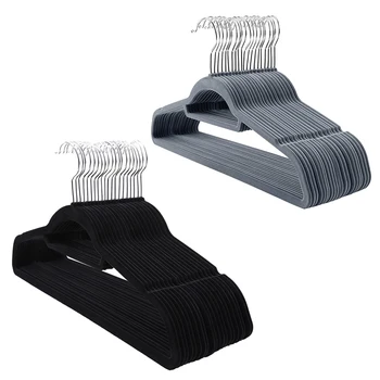

Flocking Hanger, 20 Pack, Ultra Thin Space Saving Non-Slip Coat Hangers with Tie Organizer, 360 Degree Swivel Hook