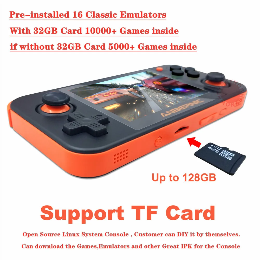 Dikdoc RG350 Linux Системы чехол для телефона в виде ретро-игровой консоли 3,5 дюймов ips Экран портативная игровая консоль 32/64G сим-карту до 15000+ игра Быстрая