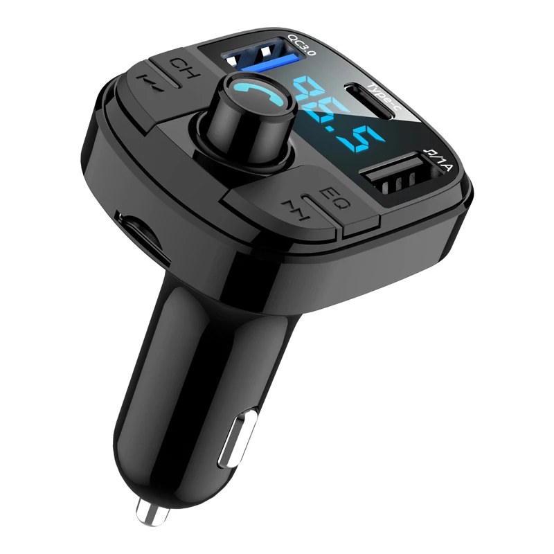 BT29 Bluetooth 5,0 автомобильный комплект громкой связи беспроводной fm-передатчик QC3.0A Быстрый двойной USB ЖК Автомобильный MP3-плеер одна кнопка эквалайзер сабвуфер - Название цвета: black