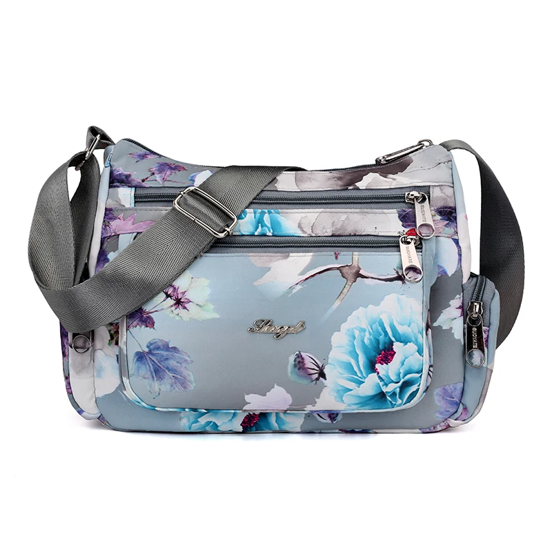 Дизайнерские сумки, роскошные женские водонепроницаемые нейлоновые сумки через плечо с принтом цветов и бабочек, Ретро сумка через плечо