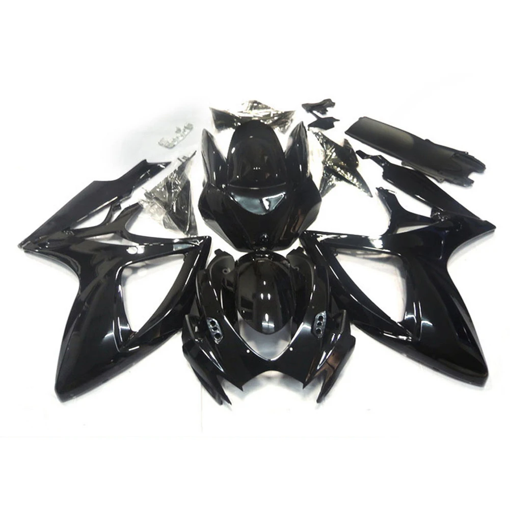 Glossy Black ABS пластик инъекции обтекателя наборы для Suzuki GSX-R 600 GSXR 750 2006-2007 K6 - Цвет: Glossy Black