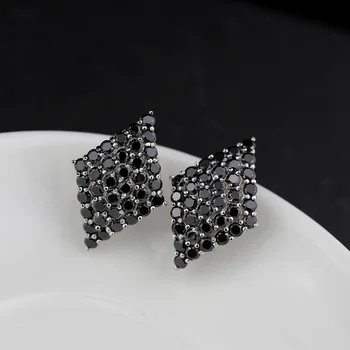 

Aesthetic Temperament Lady's Black Agate Quadrilateral Cross-border Deserve To Act The Role Of Earring Fine Earrings