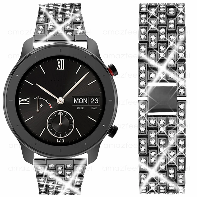 20 мм ремешок для Amazfit GTR 42 браслет роскошный Алмазный часов Huami GTS amazfit bip |