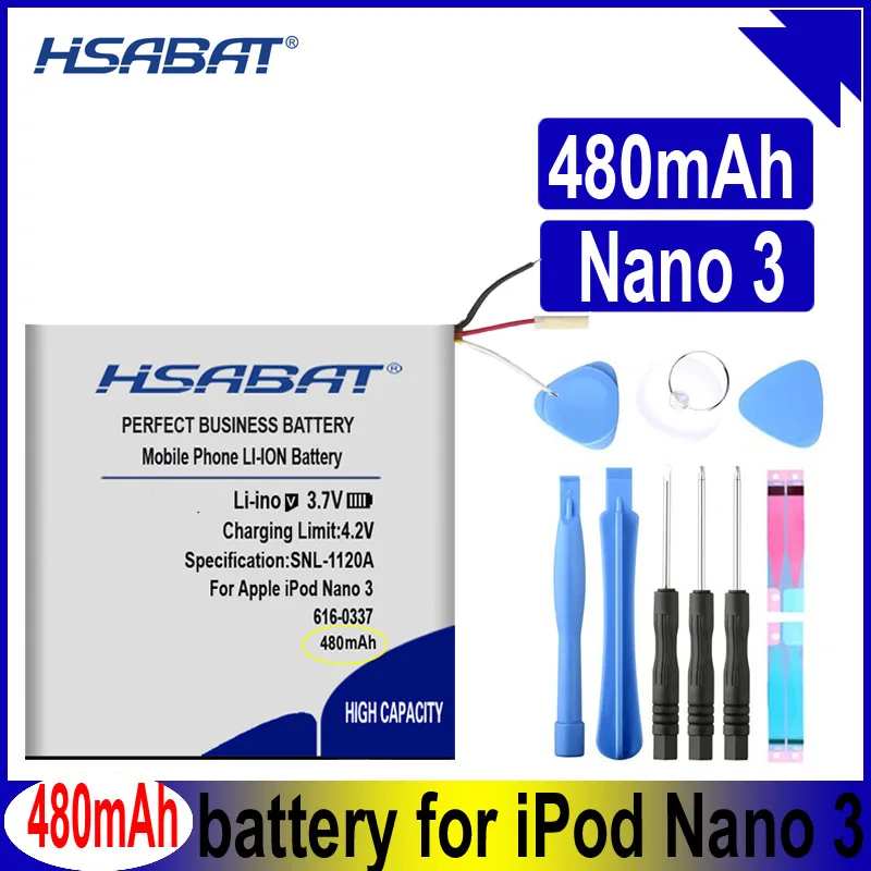 Аккумулятор HSABAT 480 мАч 616 0337 мобильный телефон для Apple iPod Nano 3 3rd 3Gen Nano3rd