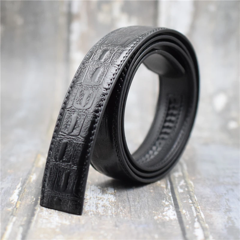 No Buckle Genuine Leather Men Belt Black Crocodile Pattern 3.5CM Width Waist Suit for Automatic 2021 Designer |