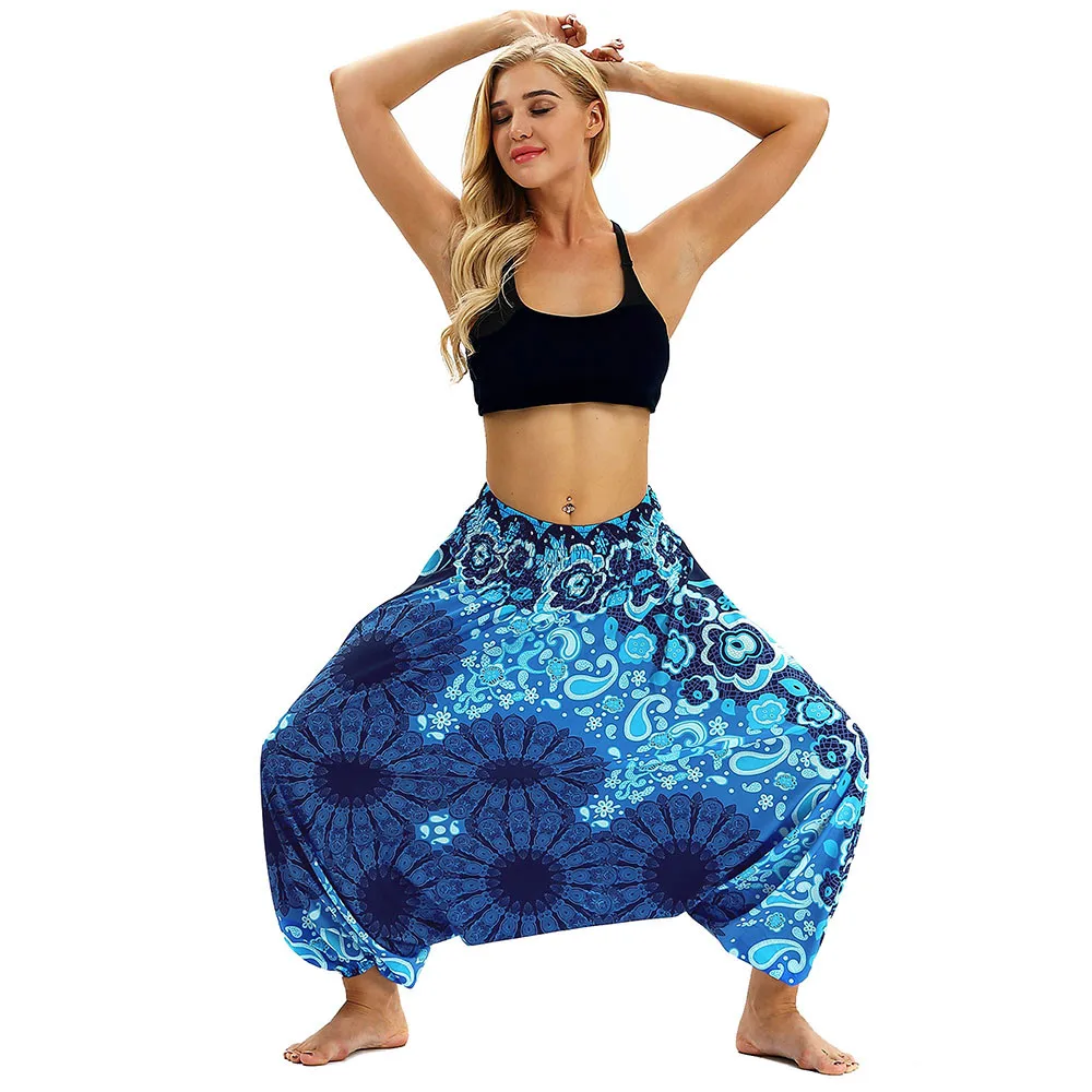 Boho Aladdin Print Harem Pants For Women Casual Summer Boho