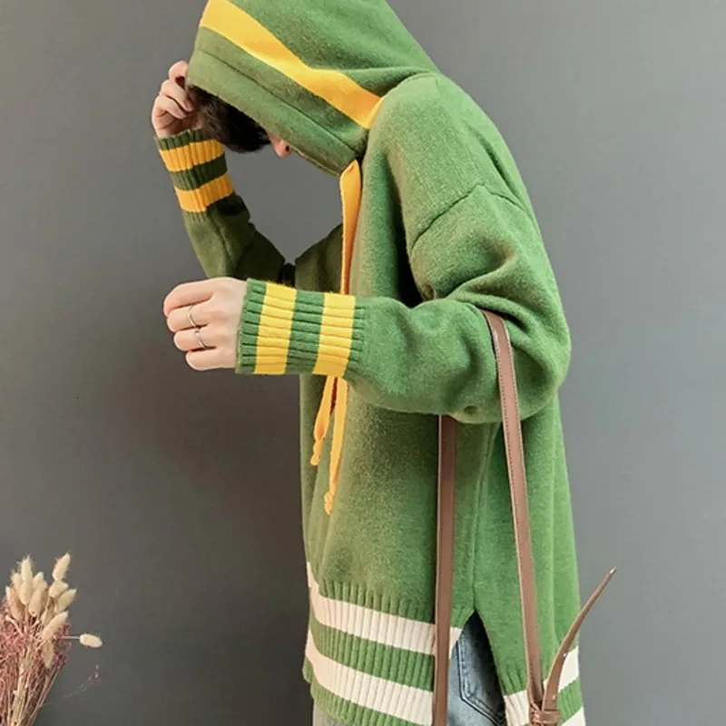 Winter Hooded Sweater Men's Warm Contrast Color Casual Knit Pullover Men Sweter Clothes Loose Long-sleeved Sweater Men S-XL Winter Hooded Sweater Men's Warm Contrast Color Casual Knit Pullover Men Sweter Clothes Loose Long-sleeved Sweater Men S-XL