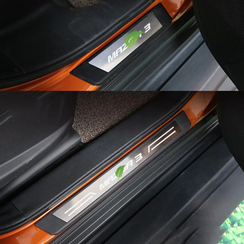 

4PCS Car-Styling Stainless Steel Door Sill Scuff Plate Protector Sticker For Mazda 3 Accessories 2006-2015 Car Accessories