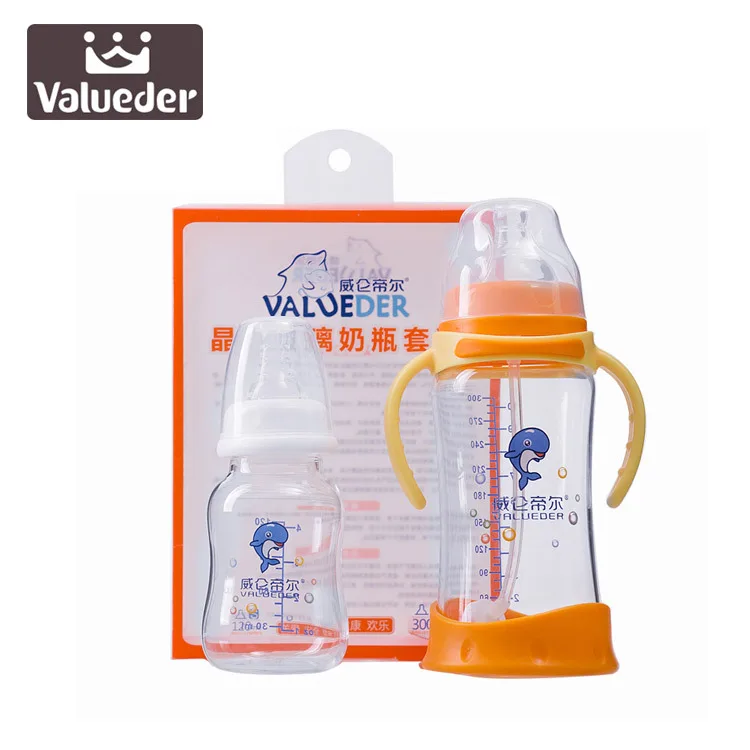 

Wei lun Seoul Crystal Diamond Glass Feeding Bottle Set with Handle Anticollision BABY'S Feeding Bottle Breast Milk RealSense Wid