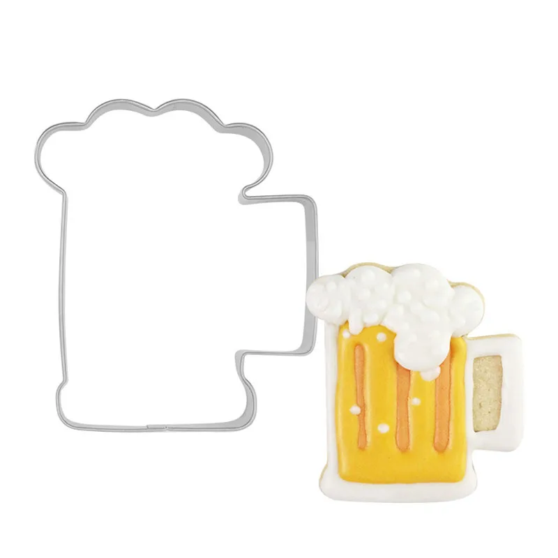 DIY Biscuits Mold Oktoberfest Beer Cup Shaped Cookie Cutters Stainless Steel Kitchen Baking Tool for Home Shop Fondant Cake Mold