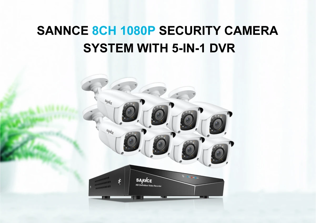 SANNCE 8CH 1080P 2.0MP HD CCTV система видео рекордер 8 шт 1080P CCTV камера безопасности Водонепроницаемый ночного видения комплекты видеонаблюдения