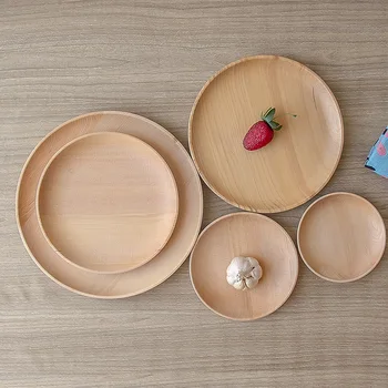 

Fir wood western dishes round steak domestic dishes shallow flat dish wholesale customization dinnerware flatware set