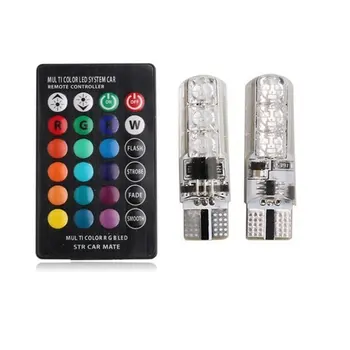 

Remote Control Interior RGB LED Show Wide Light 6 SMD 5050 Super Bright Lamp Bulb Universal Auto Interior Lamp Light
