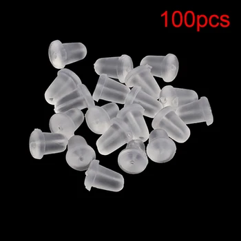 

100 Pcs/pack Silicone Transparent Earplugs Unnels Durable Reusable Anti-off Piercing Body Jewelry Accessories TSLM1