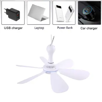 

6 Leaves 5V USB Ceiling Fan Air Cooler Hanging USB Powered 16.5 inch Tent Fans for Camping Outdoor Dormitory Home Bed