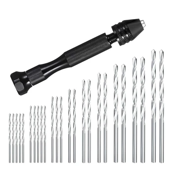 

Hand Drill Set Precision Pin Vise With 25 Pieces Mini Twist Drill Bits For Model,Diy,Jewelry Making,Multipurpose Rotary Tool Dri