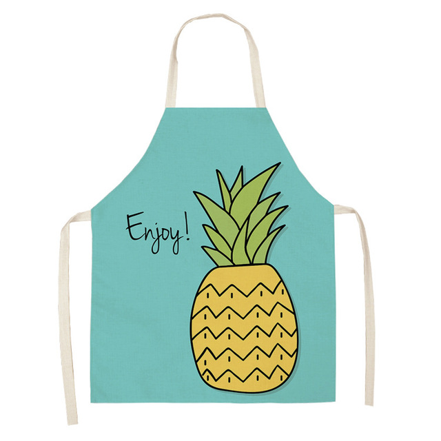 Fruit Pattern Linen Hand Wipe Sleeveless Waist Apron Home Decor Kitchen Baking Cleaning Tool Anti-stain Dining Workwear