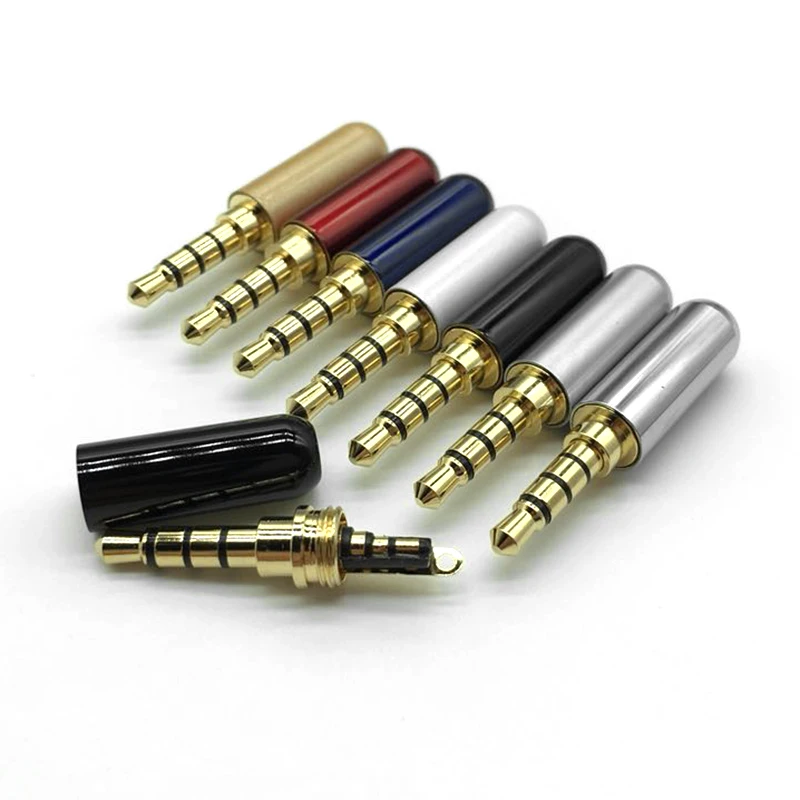 5pcs/lot 3.5mm 4 Pole Male Jack Plug 4 Pin 3.5mm Wire Connector Heaphone Plugs Earphone Jack Repair Soldering Jack