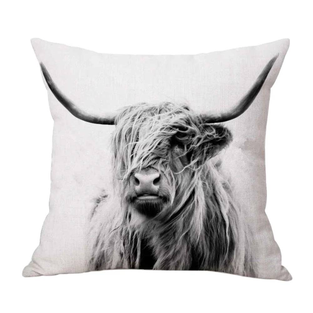 Наволочка для подушки с изображением коровы, льняная подушка в форме коров, наволочка для дивана, декоративная наволочка, декоративная наволочка, 45x45 см