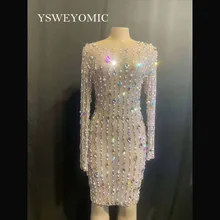 Дизайн, стразы, жемчуг, Сетчатое платье, день рождения, празднование, стрейчевое платье, прозрачный наряд, певица, выпускной, вечерние, для выступлений