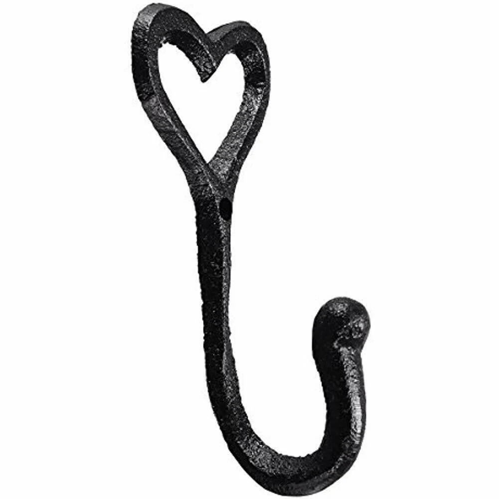 Retro Wrought Iron Heart-Shaped Hook Bedroom Decorative Home Wall Mounted Vintage Hat Coat Holder Storage Hanger Hook Tool