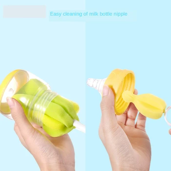 

2pcs Baby Bottle Brush Milk Water Cup Cleaning Silicone Bottle Brush Handle Quickly Effective Bottle Clean Bottle Brushes
