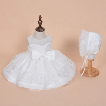 

0-18M 2pcs Baby Girls Clothes Princess Gown Dress Lace Christening Wedding Birthday Pageant Party Bridesmaid Formal Dress Hats