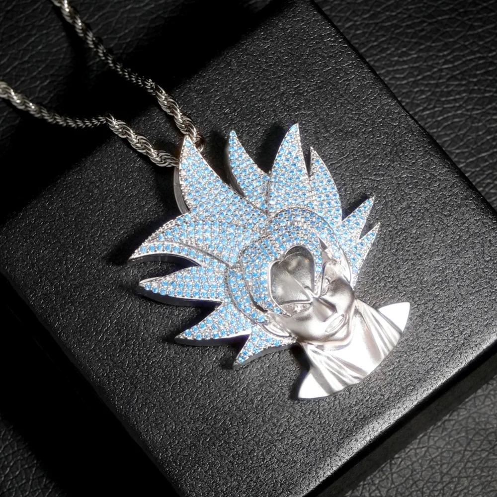 TOPGRILLZ Iced Out Dragon Ball Character Monkey King ожерелье, подвеска из золота Серебряный кубический цирконий в стиле хип-хоп Очаровательная цепочка ювелирный подарок